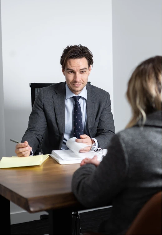 Joe McConnell discussing terms with a client.